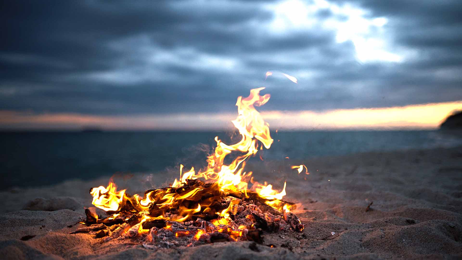 Beach Bonfire at sunset